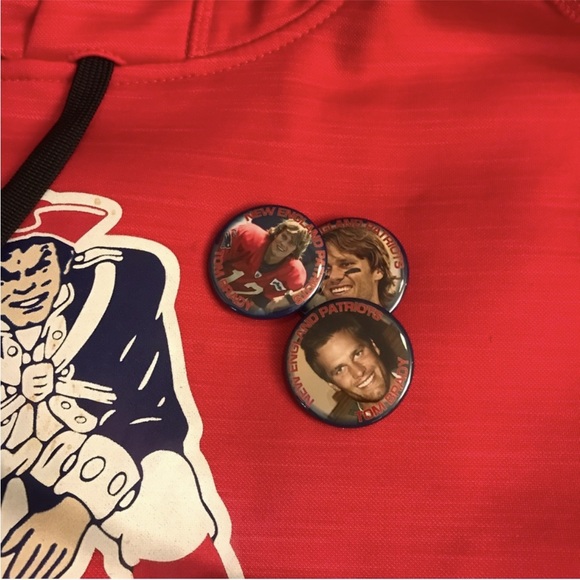 NFL New England Patriots size XL red hooded sweatshirt OG graphics GO PATRIOTS! - Picture 7 of 15